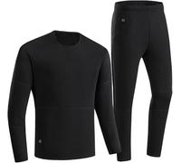 Hommes Chaud Hiver Chauffant sous-vêtements Ensemble 22 Zones Chauffage USB Rechargeable Vêtements Polaire Thermique Long Johns, Black, M(160cm50kg)