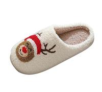 Hommes Chaussures Mode Plat Chaud Maison Coton Pantoufles Mignon père noël Imprimer Couple Coton Pantoufles (Red-b, 40)