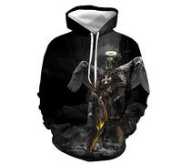 Hommes Chevalier Templier Sweat à Capuche Armure médiévale Sweat-Shirt Pullover Vintage 3D Imprimé Veste Manteau