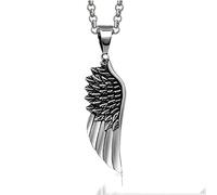 Hommes Choker Colliers Titane Acier Vintage Gothique Plume Aile d'ange Pendentifs Collier Rétro Punk Bijoux Ne Se Fanent Jamais