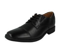 Hommes Clarks Noir Leather Lacets Tilden Cap