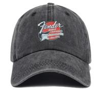 Hommes Classique Cap Fender Guitar Logo, Fermeture à Snap Ajustable, Protection UV UPF 50+, Réglable Casquettes Sport Extérieur Sunhat, Sunhats(Black)