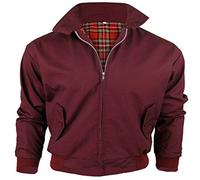 HOMMES CLASSIQUE VINTAGE ANNÉES 1970 BLOUSON BOMBER HARRINGTON RETRO TRENDY TOP SCOOTER VESTE - Bordeaux, XX-Large