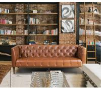 Hommes Club Chesterfield canapé cuir rembourré trois places marron jvmoebel ®