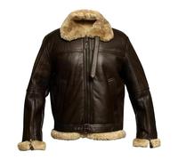Hommes Col De Fourrure Veste En Cuir Faux Cuir Thermique Moto Vestes Polaire Aviator Chaud Bomber PU Vestes, Kaki, L