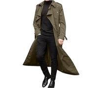 Hommes Couleur Unie Manteau Long Trench-Coat Mince à Manches Longues Double Boutonnage Pardessus Veste Longue Classique Casual Outwear Col Revers Manteaux Blouson Homme Parka Outwear Mode Automne