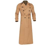 Hommes Couleur Unie Manteau Long Trench-Coat Mince à Manches Longues Double Boutonnage Pardessus Veste Longue Classique Casual Outwear Col Revers Manteaux Blouson Homme Parka Outwear Mode Automne