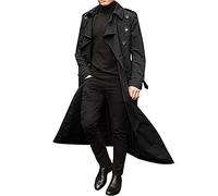 Hommes Couleur Unie Manteau Long Trench-Coat Mince à Manches Longues Double Boutonnage Pardessus Veste Longue Classique Casual Outwear Col Revers Manteaux Blouson Homme Parka Outwear Mode Automne
