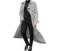 Hommes Couleur Unie Manteau Long Trench-Coat Mince à Manches Longues Double Boutonnage Pardessus Veste Longue Classique Casual Outwear Col Revers Manteaux Blouson Homme Parka Outwear Mode Automne