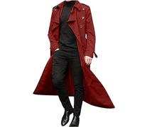 Hommes Couleur Unie Manteau Long Trench-Coat Mince à Manches Longues Double Boutonnage Pardessus Veste Longue Classique Casual Outwear Col Revers Manteaux Blouson Homme Parka Outwear Mode Automne