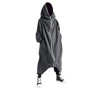 Hommes Couleur unie Vêtements d'extérieur Personnalité Dark Full Body Manches Longues Fermeture éclair Longue Capuche Mode Casual Veste Sweat Shirts Hommes, gris, 4XL