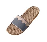 Hommes Couples Lin sans Lacet Plat Diapositives intérieur Maison Couleur Pantoufles Casual Mode Confortable Chaussures de Plage