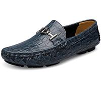 Hommes Cuir Décontractés Qui Glissent Mocassins Plats Qui Marche Chaussures de Bateau Habillent Bateau Pantoufles Mode(Bleu,47/48 EU,48 Taille de la Marque