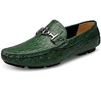 Hommes Cuir Décontractés Qui Glissent Mocassins Plats Qui Marche Chaussures de Bateau Habillent Bateau Pantoufles Mode(Vert,49/50 EU,50 Taille de la Marque