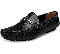 Hommes Cuir Décontractés Qui Glissent Mocassins Plats Qui Marche Chaussures de Bateau Habillent Bateau Pantoufles Mode（Noir,49/50 EU,50 Taille de la Marque