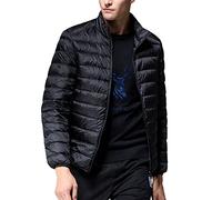 Hommes Daily Lightweight Puffer Down Jacket Winter Men's Basics Warm Zip Up Coat Jacket,Noir,M