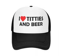 Hommes Dames Mode Hommes Femmes J’Aime Les Seins et la bière Trucker Cap Extérieur Maille Casquettes de Baseball Snapback Humour Chapeau Ajustable Racing Cap Qualité Cadeau Unisexe