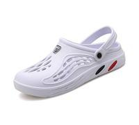 Hommes de Femme Claquettes Pantoufles,Douche Chaussons Léger Antidérapantes Maison Été Massage Doux Chaussures de Plage,Respirantes Sandales de Plage de Grande Taille(Size:EU 45,Color:White)