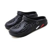 Hommes de Femme Claquettes Pantoufles,Douche Chaussons Léger Antidérapantes Maison Été Massage Doux Chaussures de Plage,Respirantes Sandales de Plage de Grande Taille(Size:EU 45,Color:Noir)