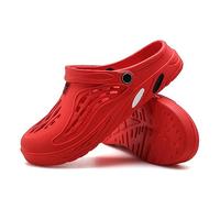 Hommes de Femme Claquettes Pantoufles,Douche Chaussons Léger Antidérapantes Maison Été Massage Doux Chaussures de Plage,Respirantes Sandales de Plage de Grande Taille(Size:EU 48-49,Color:Rouge)