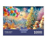 Hommes de Neige, Ballons et Feux d'artifice festifs Puzzle De 1000 Pièces Christmas Style Idéal pour Le Cadeau d'anniversaire Et De Vacances 70x50cm/1000pcs