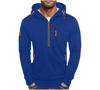 Hommes Décontracté Mode Couleur Unie Cordon de Serrage Manches Longues Sweat-shirt Homme Col Rond, bleu, 3XL