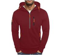 Hommes Décontracté Mode Couleur Unie Cordon de Serrage Manches Longues Sweat-shirt Homme Col Rond, Bordeaux, 3XL
