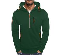 Hommes Décontracté Mode Couleur Unie Cordon de Serrage Manches Longues Sweat-shirt Homme Col Rond, vert noir, L