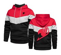 Hommes Décontractés Hoodies Pullover pour Fairy Tail Print Manches Longues Unisexe Sweatshirts À Capuche Bloc De Couleur Jumpers Chauds Décontractés Haut À Capuche avec Poche Kanga-Red||L