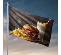 Hommes Décor Un Délicieux Burger Avec Des Frites Et Un Milkshake. Drapeau Stuff Pour Garçons Chambre Garage Accessoires Pour Homme Cav(152 x 244 cm)