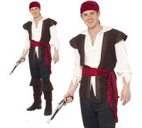 Hommes Déguisement Pirate Adulte de Caraïbes Capitaine Jack Haut Seas Costume