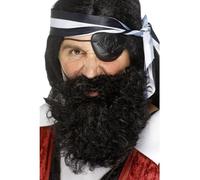 Hommes Déguisement Pirate Barbe Noir Bierd Bouclé Neuf Par Smiffys