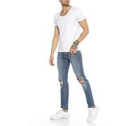 Hommes Denim Jeans Déchiré Pantalon Moda Biker Skinny Jean Bleu W34L32