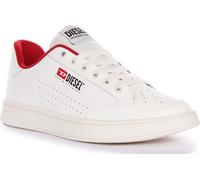 Hommes Diesel SAthene VTG Retro Detail Court Baskets en cuir souple en blanc rouge - 7,5 Royaume-Uni - 41 EU - 8,5 US / blanc rouge