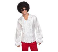 Hommes Disco Ruche Chemise 1970s 1960s Costume Déguisement Satin Samedi Nuit Fev