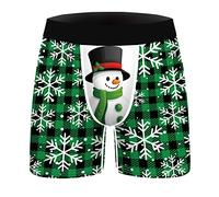 Hommes dr?Les Impression 3D Boxeurs No?l Slips Moche no?l Motif Vacances Nouveaut? Shorts Cale?ons sous-v?Tements b?illon Cadeau Vert Fonc? - Bonhomme de Neige L