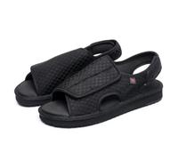 Hommes Édème Chaussures Diabétiques Sandales De Marche Large Largeur Réglables Pantoufles Orthopédiques Légères Confortables pour Les Pieds Enflés des Personnes Âgées,Noir,37 EU