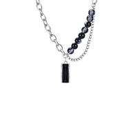 Hommes élégants Pierres Noires Colliers Ras de Cou, Collier de chaîne Double Couches Chic, Cadeau de fête d’Anniversaire de la Saint-Valentin pour la fête des pères