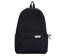 Hommes et femmes adultes mode couleur unie nylon fermeture éclair grande capacité étudiant sac à dos bowling sac à dos, Noir , Taille unique, Sac à dos en bandoulière