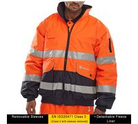 Hommes Europa Hi Viz Deux Ton Sécurité Bomber Site Veste Travail Amovible Manche