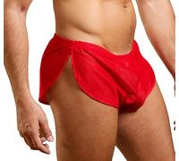 Hommes Extrême Engrener Boxers Short avec Grand Divisé Côtés sous-vêtements Boxeurs Slips Caleçons Rouge XL