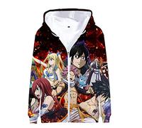 Hommes Femmes Anime Fairy Tail 3D Sweat Natsu Sweat à Capuche zippé Dessin animé à Manches Longues Cardigan Veste imprimé Gray Erza Lucy