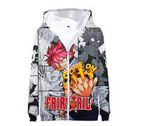 Hommes Femmes Anime Fairy Tail 3D Sweat Natsu Sweat à Capuche zippé Dessin animé à Manches Longues Cardigan Veste imprimé Gray Erza Lucy