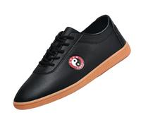 Hommes Femmes Arts Martiaux Chaussures Léger Marche Wing Chun Baskets Respirant Casual Semelle Souple Cuir Formateurs,Noir,41 EU