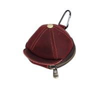 Hommes Femmes Capuchon Forme Petit Porte - Monnaie en Cuir véritable Poche récepteur Porte Monnaie avec Fermeture à glissière Cuir véritable Porte - clés Portefeuille Rouge