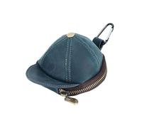 Hommes Femmes Capuchon Forme Petit Porte - Monnaie en Cuir véritable Poche récepteur Porte Monnaie avec Fermeture à glissière Cuir véritable Porte - clés Portefeuille Bleu