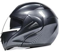 Hommes Femmes Casque De Moto Modulaire Casque Rabattable Casque De Moto Plein Visage à Double Lentille avec Pare-Soleil Intérieur Casques De Moto De Course, Silver, Head circumference/61-62cm