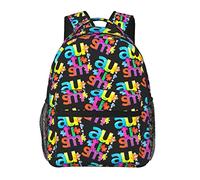Hommes Femmes Durable Polyester Coloré Sensibilisation à l'Autisme Puzzle Pièces Coeur Noir Sac à Dos Grande Capacité Sac à Bandoulière avec Fermetures Éclair Lisses pour Randonnée Travail Marche Cy