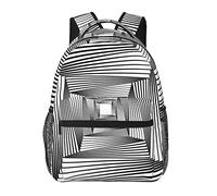 Hommes Femmes Durable Polyester Gris Abstrait Style Optique Illusions Visuelles Art Géométrique Sac À Dos Sac À Dos Grande Capacité Sac À Main Avec Fermetures À Glissière Lisses Pour Randonnée Pique