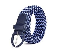 Hommes femmes élastique toile ceinture extensible tressé élastique décontracté ceinture large 3.5cm métal extensible hommes ceintures, Gris clair, 105cm